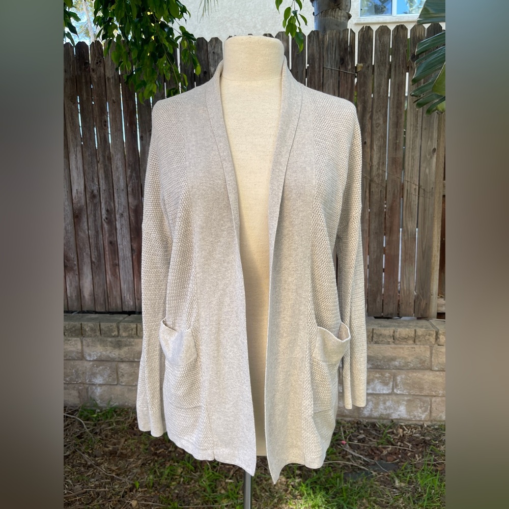 Aritzia Wilfred Gray Open front Knit Cardigan Silk Cotton Cashmere Minimalist XS
